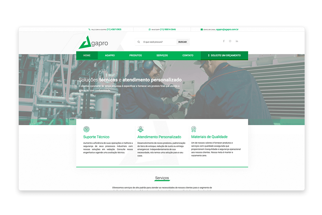 Página do Conteúdo site Agapro