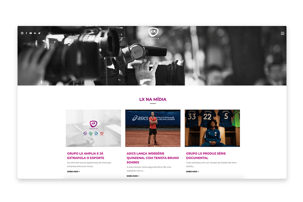 Página do Conteúdo site Grupo LX