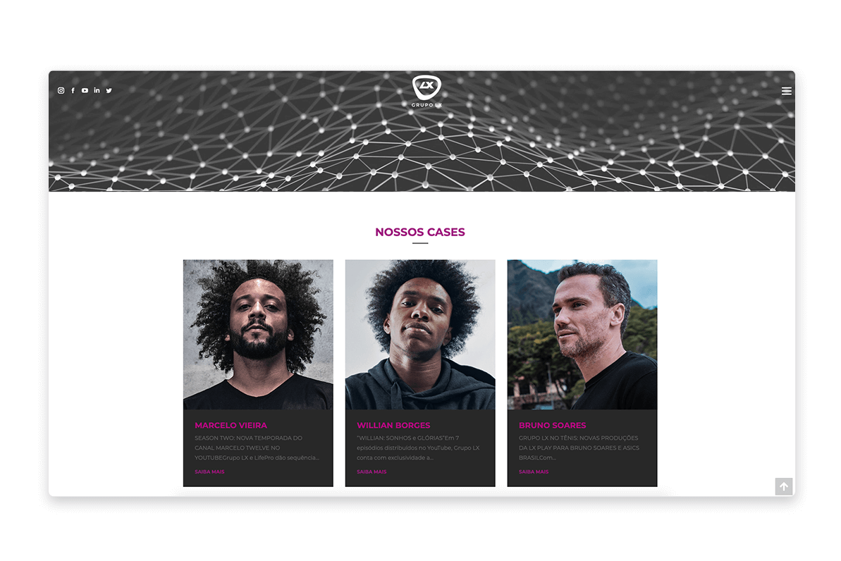Página do Conteúdo site Grupo LX