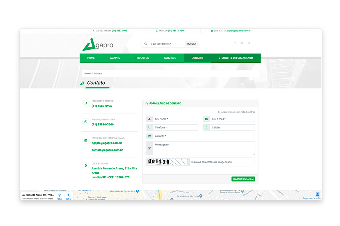 Página do Conteúdo site Agapro