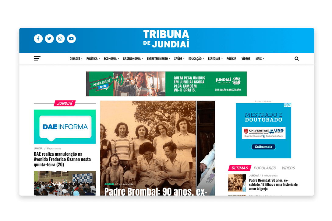 Página do Conteúdo site Tribuna de Jundiaí