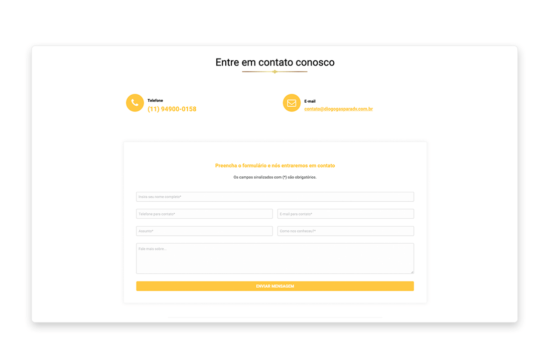 Página do Conteúdo site Diogo Gaspar Advocacia