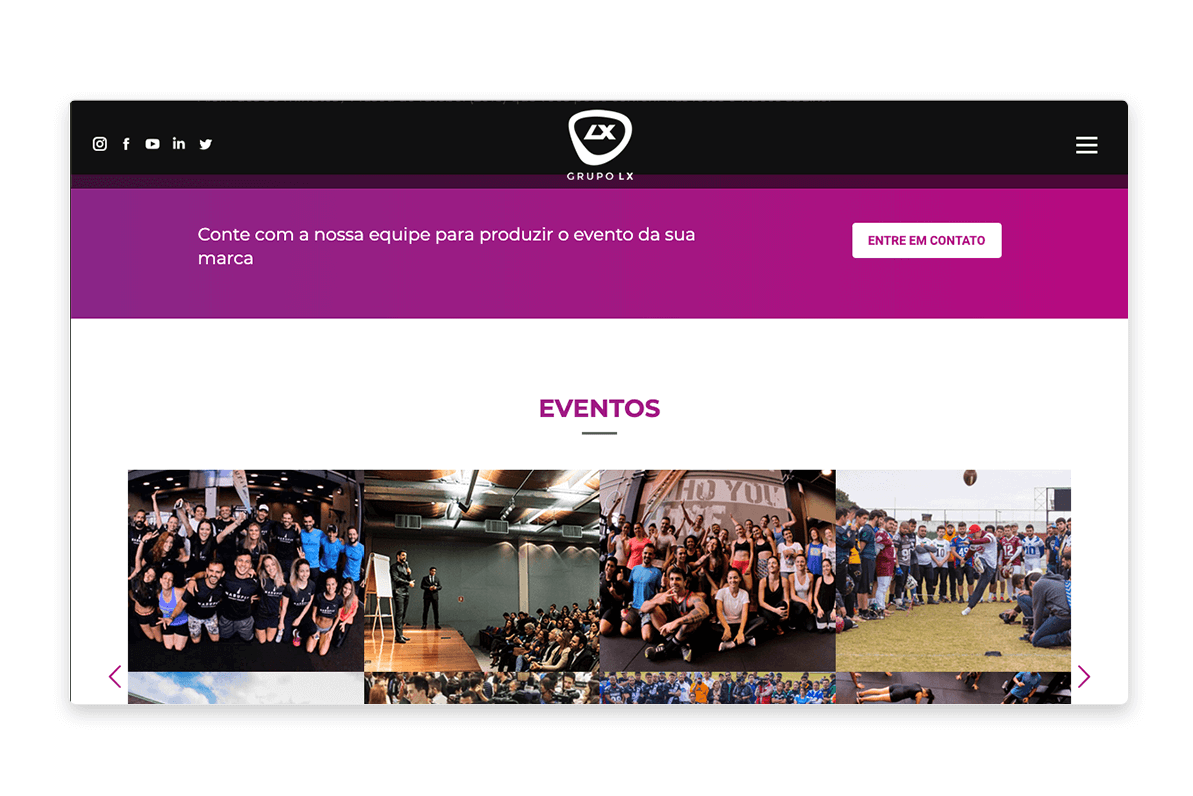 Página do Conteúdo site Grupo LX