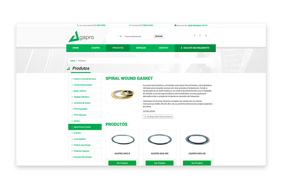 Página do Conteúdo site Agapro