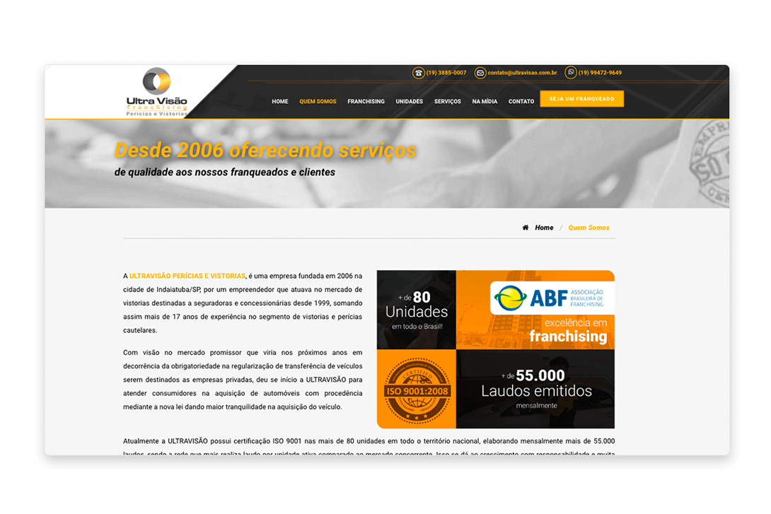 Página do Conteúdo site Ultravisão