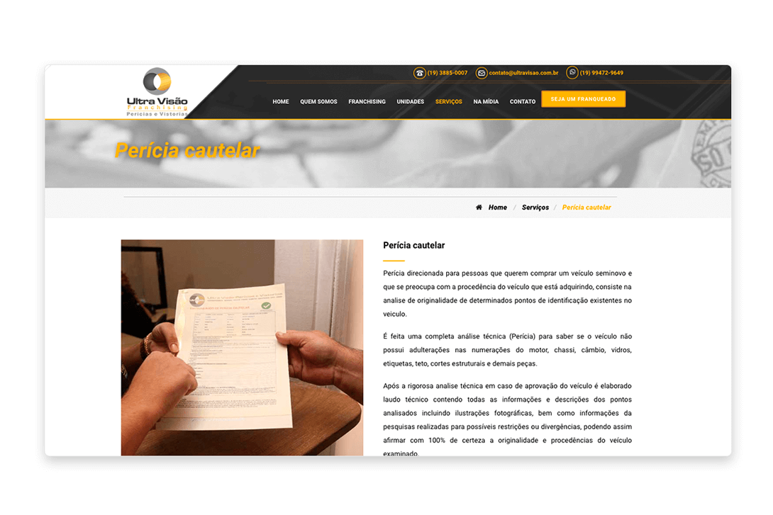 Página do Conteúdo site Ultravisão